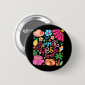 Boho Blume Hello Summer Vibes Funny Beach Life Me Button (Vorne & Hinten)