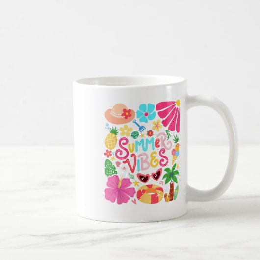 Boho Blume Hello Summer Vibes Funny Beach Life Me Kaffeetasse (Rechts)