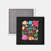 Boho Blume Hello Summer Vibes Funny Beach Life Me Magnet (Vorderseite/Rückseite)