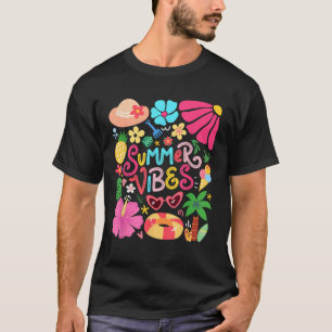Boho Blume Hello Summer Vibes Funny Beach Life Me T-Shirt