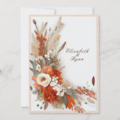 Boho Blume Herbstfarben, Herbsthochzeit Einladung (Vorderseite)
