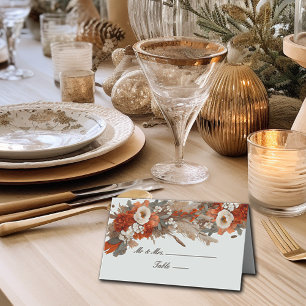 Boho Blume Herbstfarben, Herbsthochzeit Platzkarte
