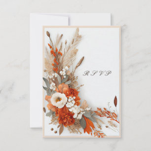 Boho Blume Herbstfarben, Herbsthochzeit RSVP Karte