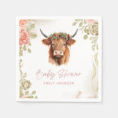 Boho Blume Highland Cow Serviette (Vorderseite)