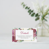 Boho Blume Hochzeitsdetails. florale Einsatzkarte Begleitkarte (Stehend Vorderseite)