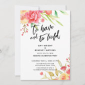 Boho-Blume Hochzeitsempfang haben und halten Einladung (Vorderseite)
