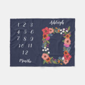 Boho Blume Kindermonatsmilestone Fleecedecke (Vorderseite (Horizontal))