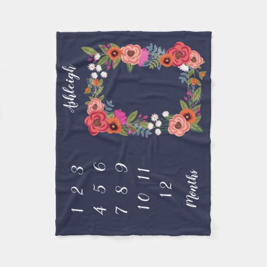 Boho Blume Kindermonatsmilestone Fleecedecke (Vorderseite)