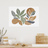 Boho Blume Leaf Botanischer Kunststil Einfache Mod Poster (Küche)