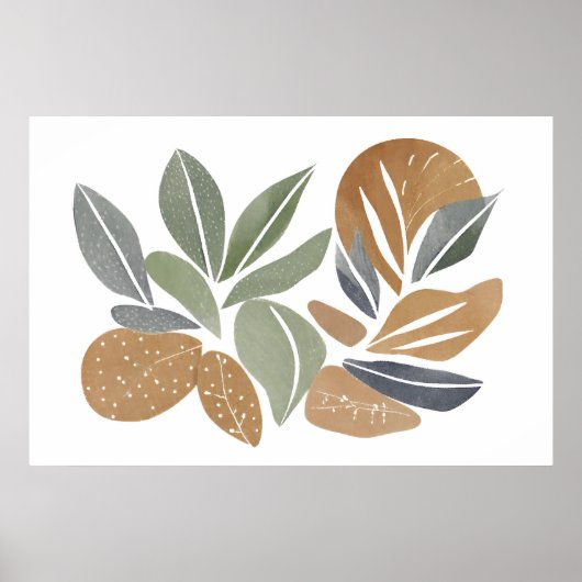 Boho Blume Leaf Botanischer Kunststil Einfache Mod Poster (Vorne)