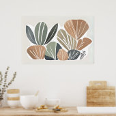 Boho Blume Leaf Botanischer Kunststil Einfache Mod Poster (Küche)
