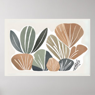 Boho Blume Leaf Botanischer Kunststil Einfache Mod Poster