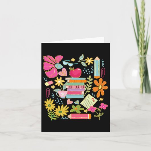 Boho Blume Lehrer Buch Apple Pencil Funny Back T Karte (Vorderseite)