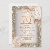 Boho Blume, Lights Glitzer Rahmen 70. Geburtstag Einladung (Vorderseite)