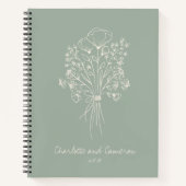 Boho Blume Line Art Personalisierte Hochzeit Notizblock (Vorderseite)