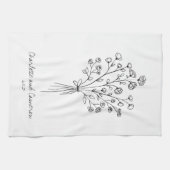 Boho Blume Line Art Zeichnend Personalisierte Hoch Geschirrtuch (Horizontal)