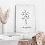 Boho Blume Line Art Zeichnend Personalisierte Hoch Poster<br><div class="desc">Boho Blume Line Art Zeichnend Personalisiertes Hochzeitsposter</div>