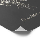 Boho Blume Line Art Zeichnend Personalisierte Name Poster (Ecke)