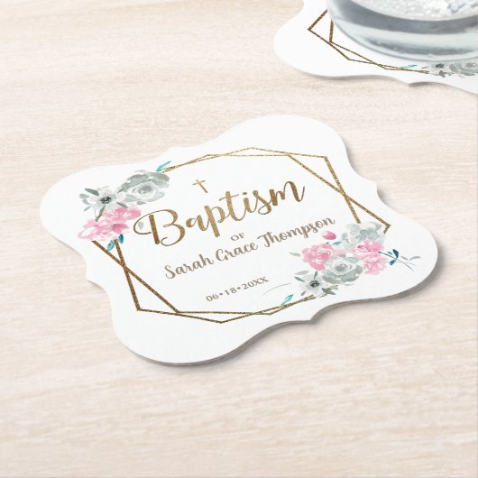 Boho Blume Mädchen benennen Goldtaufe Untersetzer (angewinkelt)