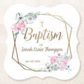 Boho Blume Mädchen benennen Goldtaufe Untersetzer (Vorderseite)