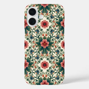 Boho Blume Magic - in den Farbtönen Grün und Rosa iPhone 16 Hülle