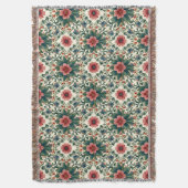 Boho Blume Magic - in den Farbtönen Grün und Rosa Decke (Vorderseite Vertikal)