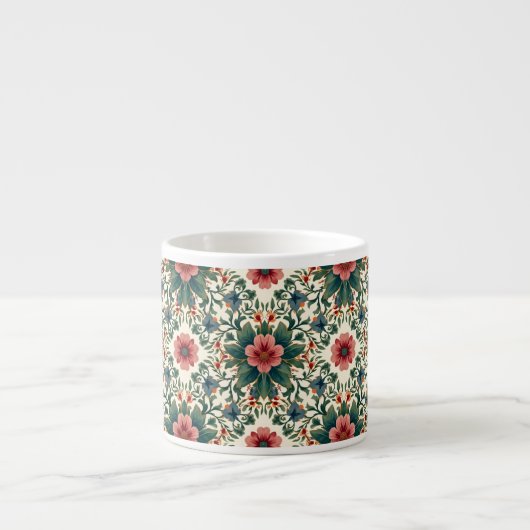 Boho Blume Magic - in den Farbtönen Grün und Rosa Espressotasse (Vorderseite)