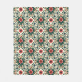 Boho Blume Magic - in den Farbtönen Grün und Rosa Fleecedecke (Vorderseite)