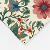 Boho Blume Magic - in den Farbtönen Grün und Rosa Fleecedecke (Ecke)