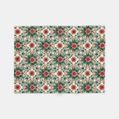 Boho Blume Magic - in den Farbtönen Grün und Rosa Fleecedecke (Vorderseite (Horizontal))