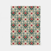 Boho Blume Magic - in den Farbtönen Grün und Rosa Fleecedecke (Vorderseite)