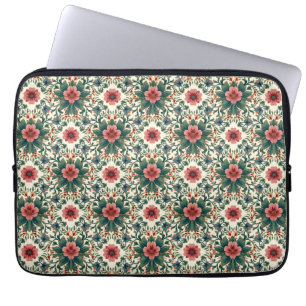 Boho Blume Magic - in den Farbtönen Grün und Rosa Laptopschutzhülle