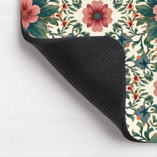 Boho Blume Magic - in den Farbtönen Grün und Rosa Mousepad (Ecke)