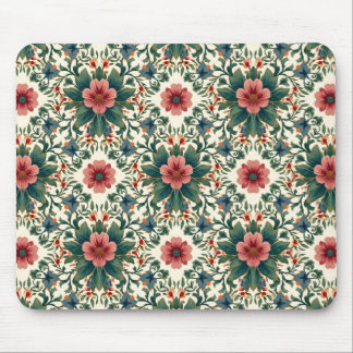 Boho Blume Magic - in den Farbtönen Grün und Rosa Mousepad