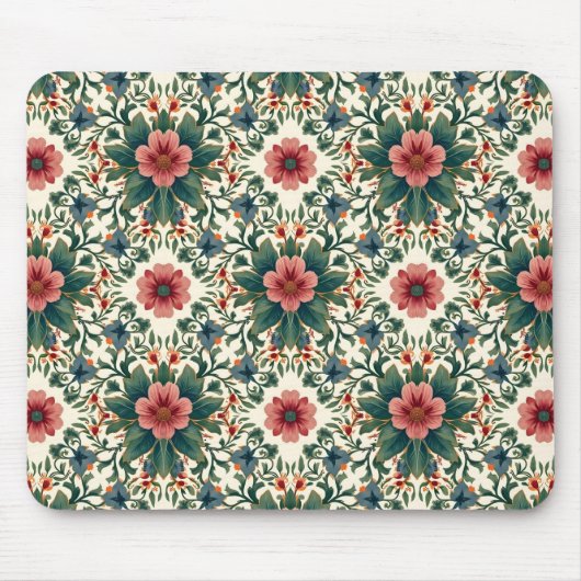 Boho Blume Magic - in den Farbtönen Grün und Rosa Mousepad (Vorne)