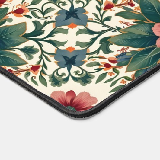 Boho Blume Magic - in den Farbtönen Grün und Rosa Schreibtischunterlage (Ecke)