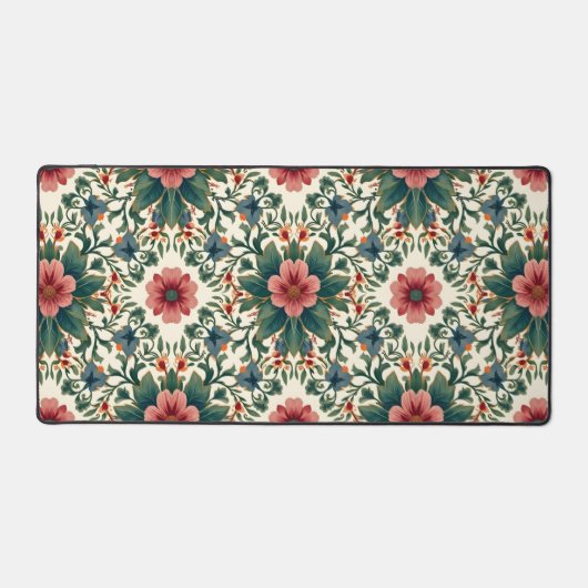 Boho Blume Magic - in den Farbtönen Grün und Rosa Schreibtischunterlage (Vorderseite)