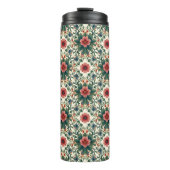 Boho Blume Magic - in den Farbtönen Grün und Rosa Thermosbecher (Vorderseite)