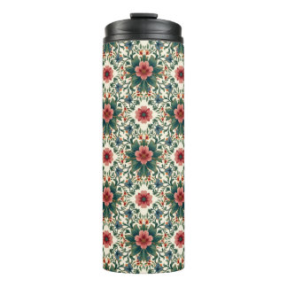 Boho Blume Magic - in den Farbtönen Grün und Rosa Thermosbecher