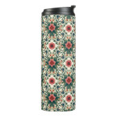 Boho Blume Magic - in den Farbtönen Grün und Rosa Thermosbecher (Nach links gedreht)