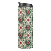 Boho Blume Magic - in den Farbtönen Grün und Rosa Thermosbecher (Nach rechts gedreht)