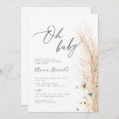 Boho Blume minimalistisch Oh Baby Dusche Einladung (Vorne/Hinten)