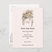 Boho Blume mit einem Dreamcatcher Save the Date Ankündigungspostkarte (Vorne/Hinten)