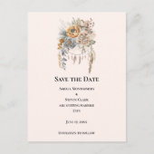 Boho Blume mit einem Dreamcatcher Save the Date Ankündigungspostkarte (Vorderseite)