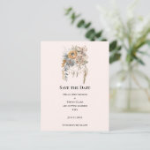 Boho Blume mit einem Dreamcatcher Save the Date Ankündigungspostkarte (Stehend Vorderseite)