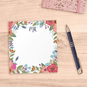 Boho Blume Mit Monogramm Notizblock