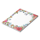 Boho Blume Mit Monogramm Notizblock (Rotiert)