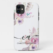 Boho Blume, Monogramm Case-Mate iPhone Hülle (Rückseite)