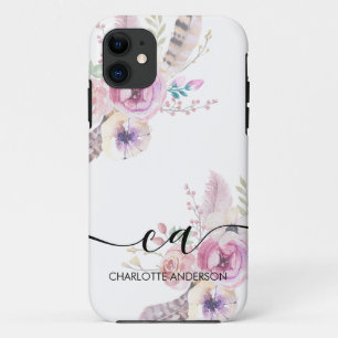 Boho Blume, Monogramm Case-Mate iPhone Hülle