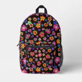 Boho Blume Multicolor-Blume auf Dunkelbraun Bedruckter Rucksack (Vorderseite)